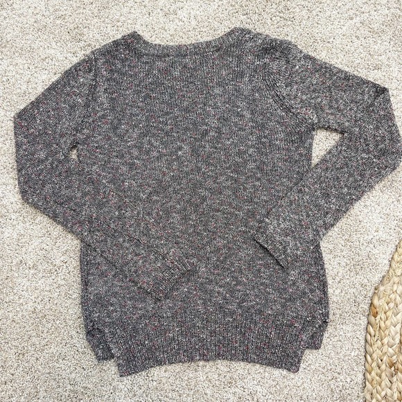 Sam Edelman Slub V-Neck Top Long Sleeve Pullover Hi-Low Rib Sweater Gray Small - Picture 3 of 11